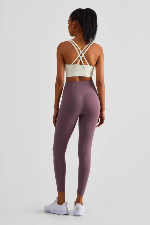 Naomi Cross Over High Waist Leggings Mauve-Leggings-91thelabel-S-Urbanheer