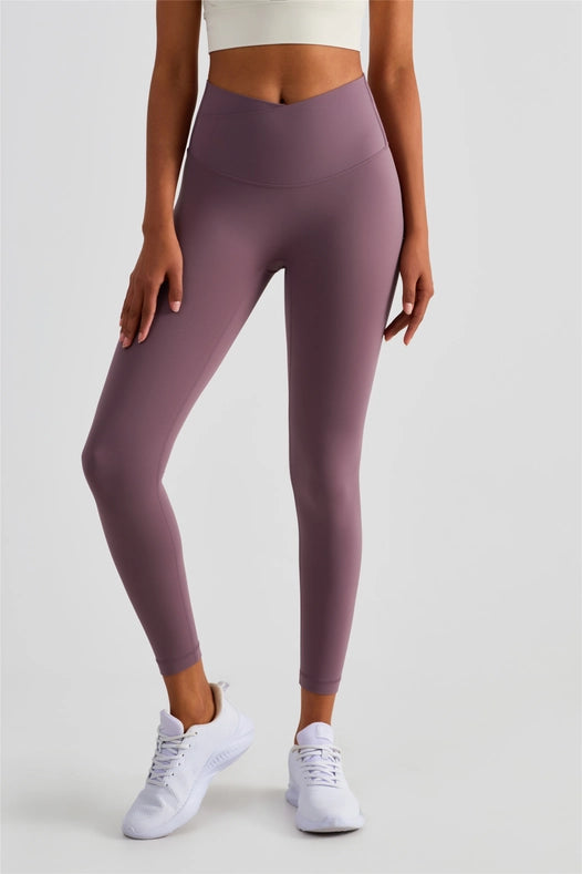 Naomi Cross Over High Waist Leggings Mauve-Leggings-91thelabel-S-Urbanheer
