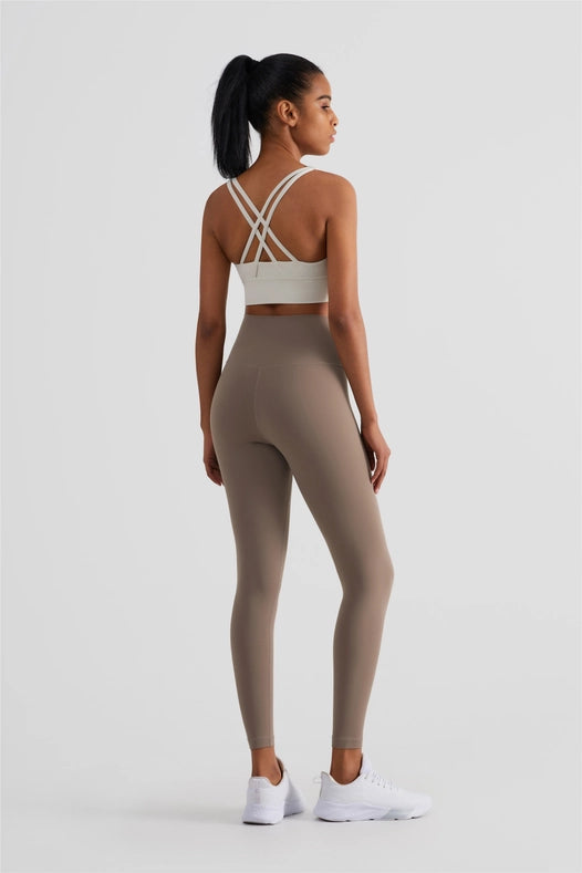 Naomi Cross Over High Waist Leggings Toffee-Leggings-91thelabel-S-Urbanheer