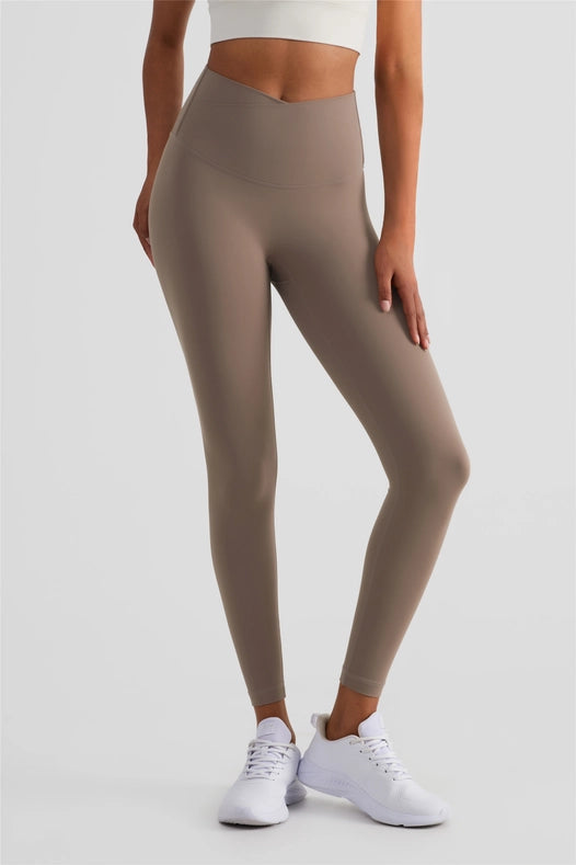 Naomi Cross Over High Waist Leggings Toffee-Leggings-91thelabel-S-Urbanheer