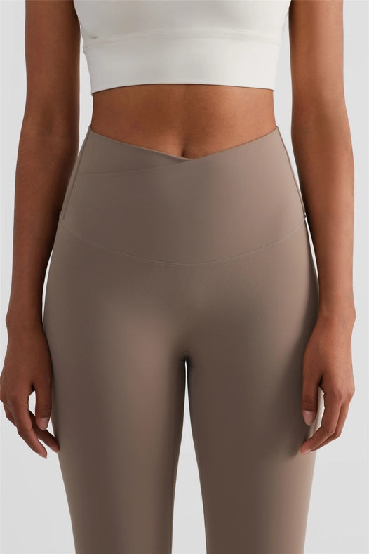Naomi Cross Over High Waist Leggings Toffee-Leggings-91thelabel-S-Urbanheer