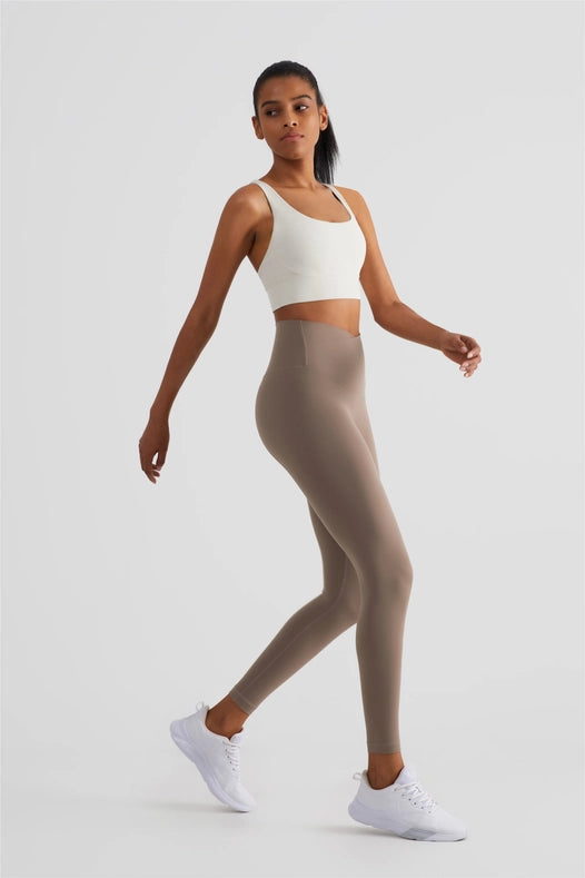 Naomi Cross Over High Waist Leggings Toffee-Leggings-91thelabel-S-Urbanheer