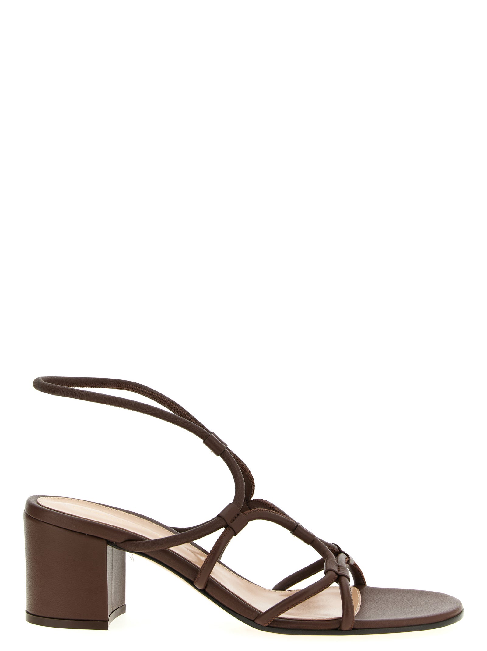 Nappa Leather Sandals with Comfortable Thick Heel