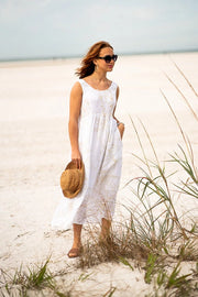 Natalia Linen Dress-Dress-coton frais-S-White/Sand-Urbanheer