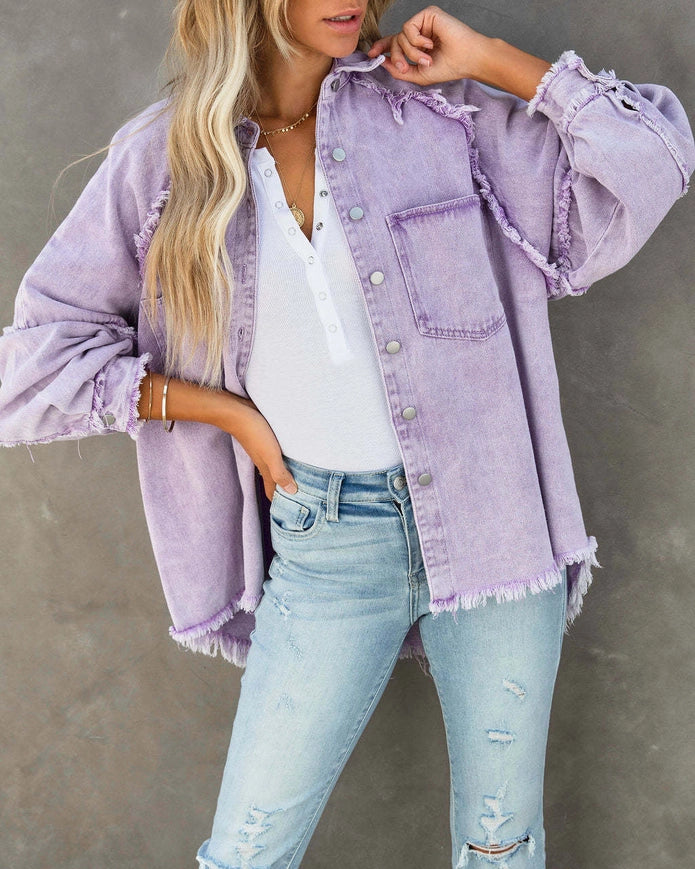 Natalie Denim Jacket-Jacket-Revella The Label-S-Lavender Purple-Urbanheer