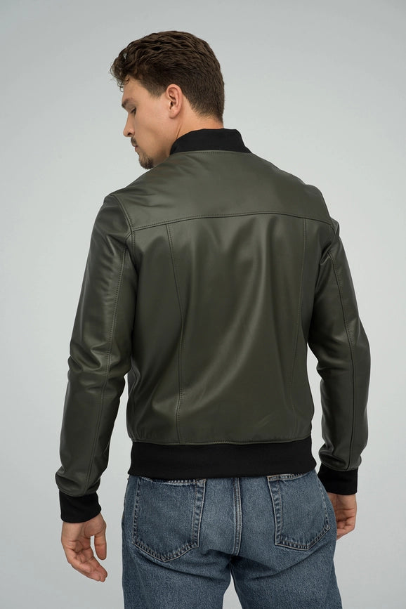 Natural Leather Jacket For Men Olive-Jacket-A&A Vesa-46-olive-Urbanheer