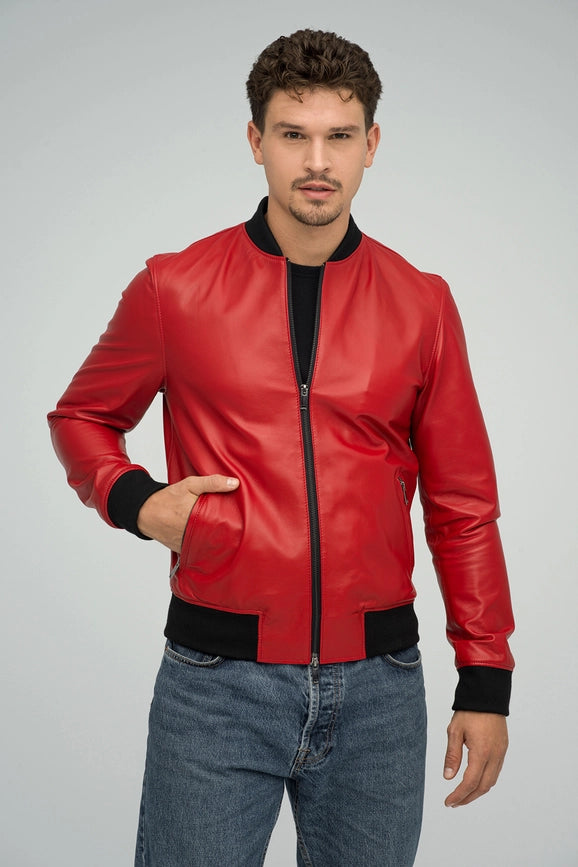 Natural Leather Jacket For Men Red-Jacket-A&A Vesa-46-red-Urbanheer