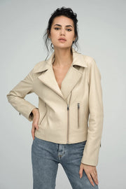 Natural Leather Jacket For Women cream-Jacket-A&A Vesa-36-cream-Urbanheer