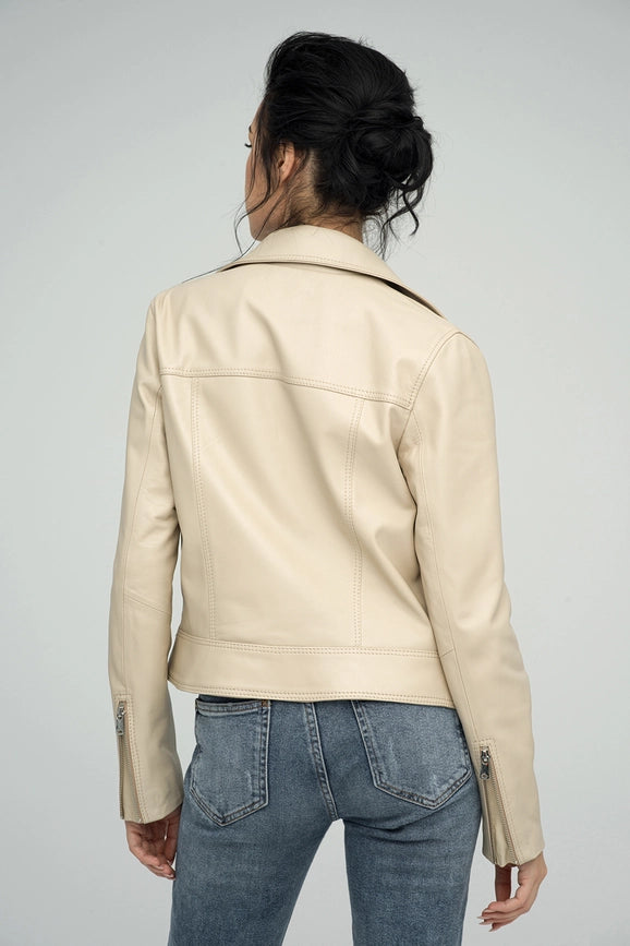 Natural Leather Jacket For Women cream-Jacket-A&A Vesa-36-cream-Urbanheer