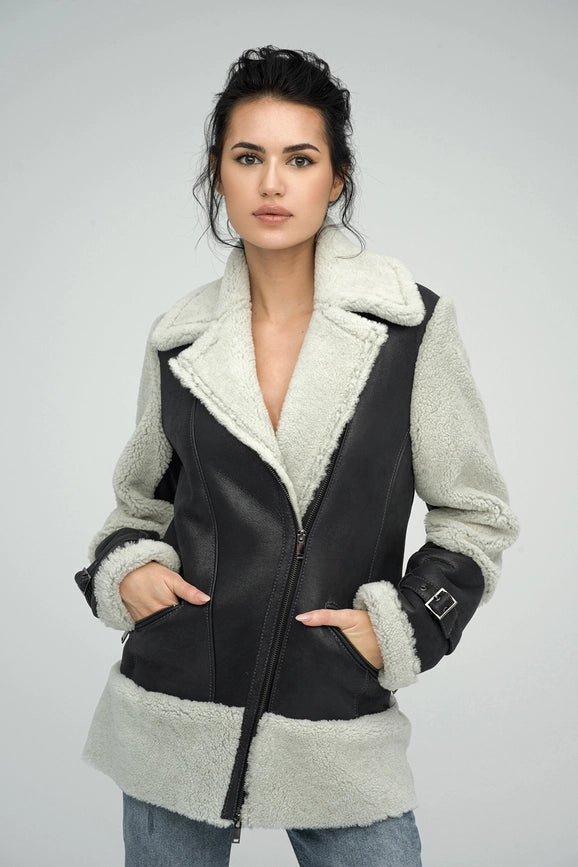 Natural Shearling Coat For Women grey-Coat-A&A Vesa-34-grey-Urbanheer