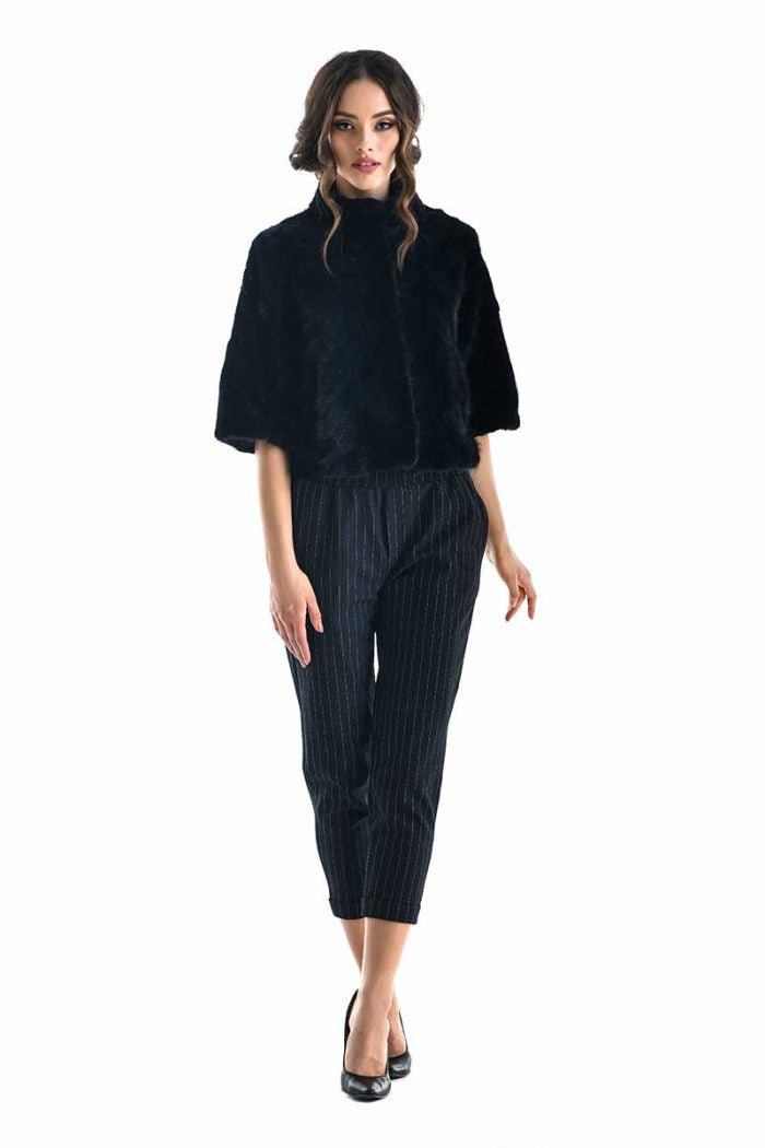 Navy Blue Genuine Mink Fur Jacket-Fur Jackets-Buy Me Fur Ltd-Navy Blue-S-Genuine Mink Fur-Urbanheer