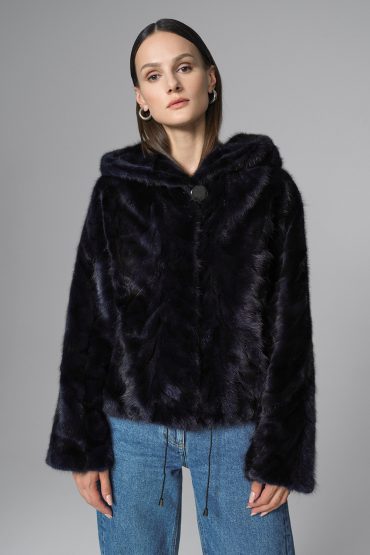 Navy Blue Hooded Nutria Mink Fur Coat-Fur Coats-Buy Me Fur Ltd-Navy Blue-XS-Genuine Mink Fur-Urbanheer