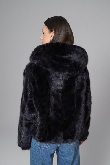 Navy Blue Hooded Nutria Mink Fur Coat-Fur Coats-Buy Me Fur Ltd-Navy Blue-XS-Genuine Mink Fur-Urbanheer