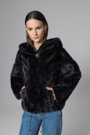 Navy Blue Hooded Nutria Mink Fur Coat-Fur Coats-Buy Me Fur Ltd-Navy Blue-XS-Genuine Mink Fur-Urbanheer