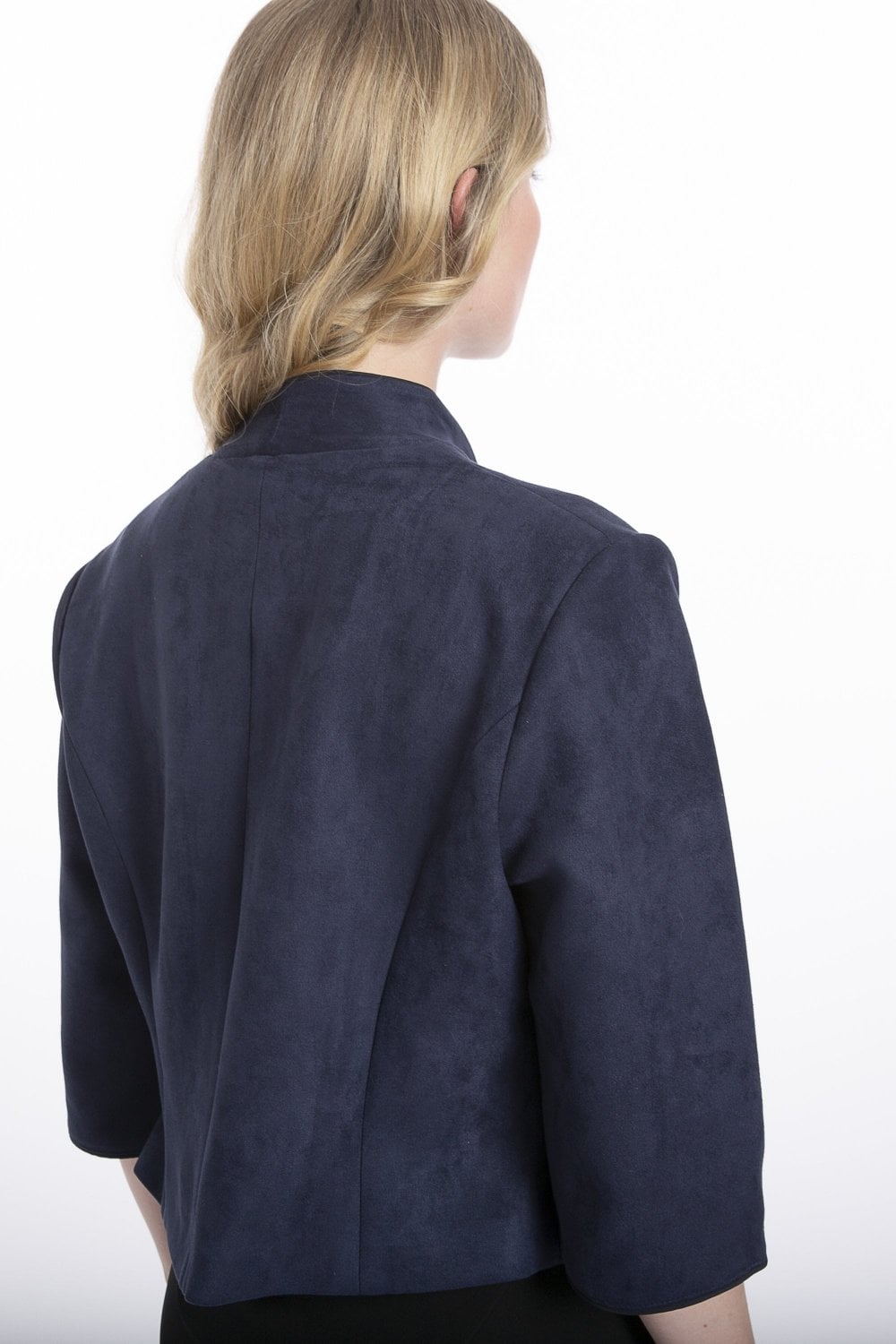 Navy Faux Suede Jacket-Faux Leather Jackets-Buy Me Fur Ltd-Navy-S-M-Elastane - Viscose Blend-Urbanheer