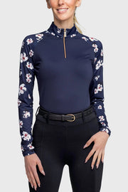 Navy Floral Raglan Long Sleeve Sun Shirt-Shirt-Kastel Denmark-XXS-Urbanheer