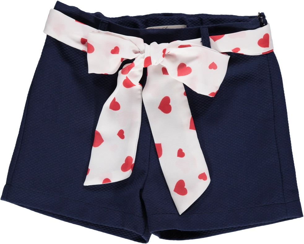Navy Shorts with White Belt with Red Hearts-Shorts-Piccola Speranza-3Y-Urbanheer