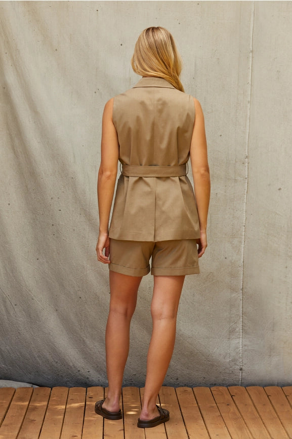 Neah Open Sleeveless Blazer-Blazer-Crescent-XS-TAUPE-Urbanheer