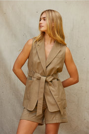 Neah Open Sleeveless Blazer-Blazer-Crescent-XS-TAUPE-Urbanheer