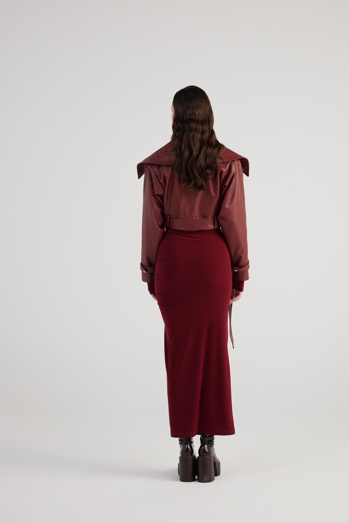 Neeko Burgundy Faux Leather Cropped Jacket-Jackets & Blazers-Buy Me Fur Ltd-Burgundy-XS-Faux Leather-Urbanheer