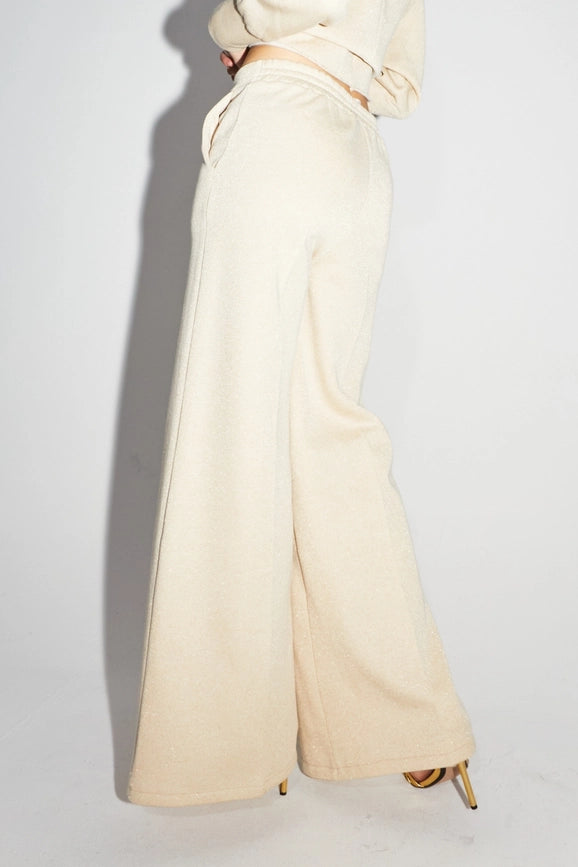 Neil Pants in Beige Lurex Jersey-Pants-IMPREVU-S-Urbanheer