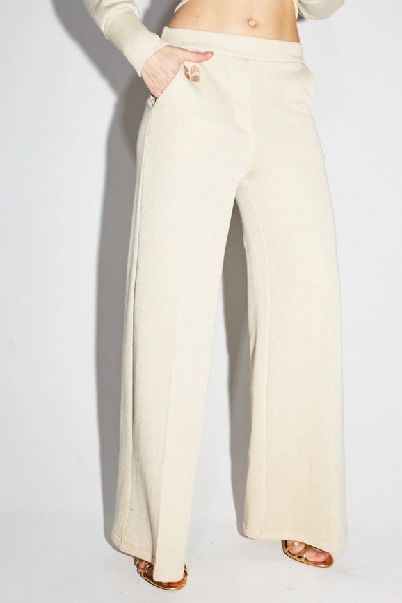 Neil Pants in Beige Lurex Jersey-Pants-IMPREVU-S-Urbanheer