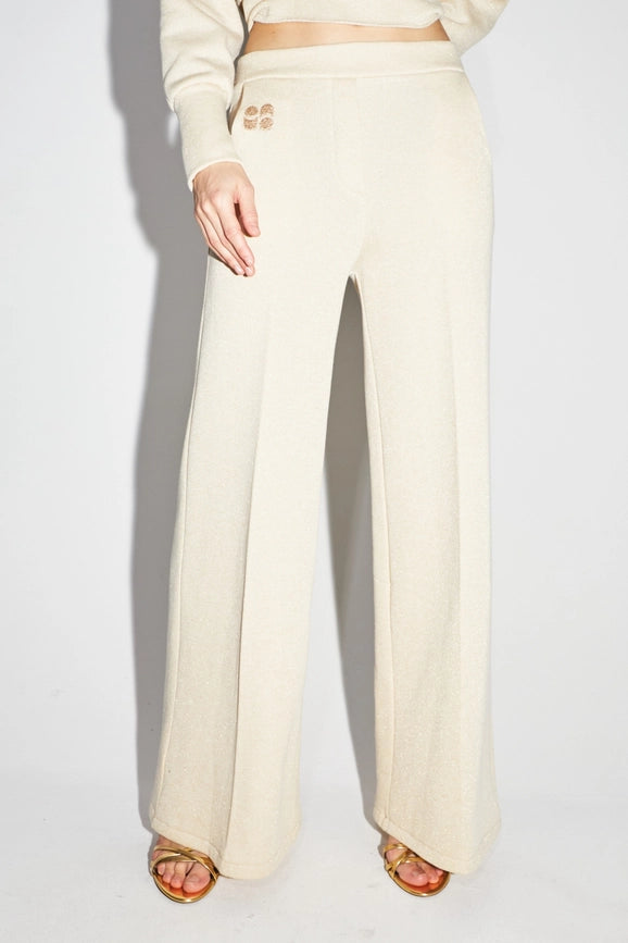Neil Pants in Beige Lurex Jersey-Pants-IMPREVU-S-Urbanheer