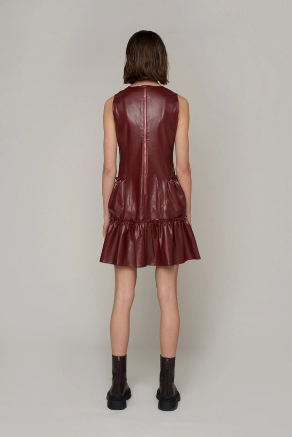 Nellie Sleeveless Pu Dress-Dress-Amy Lynn-S-Wine-Urbanheer