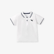 New Arrival Kids Boys Dinosaur Logo Short Sleeves Polo Shirt White-Polo Shirt-MyKids-USA™-90 (12-24M)-Urbanheer