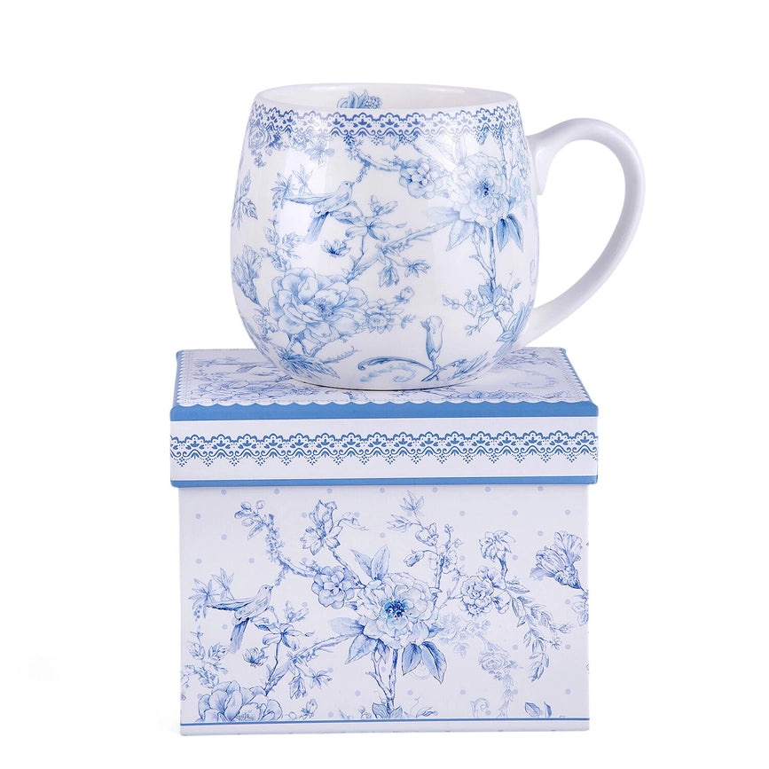 New Blue Flowers Bone China Big Belly Mug in Gift Box-Mug-STP-Blue-Urbanheer