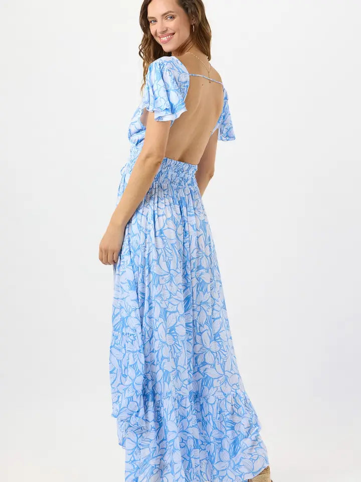 New Moon Maxi Dress Hilo Garden Sky-Dress-Tiare Hawaii-One Size-Hilo Garden Sky-Urbanheer