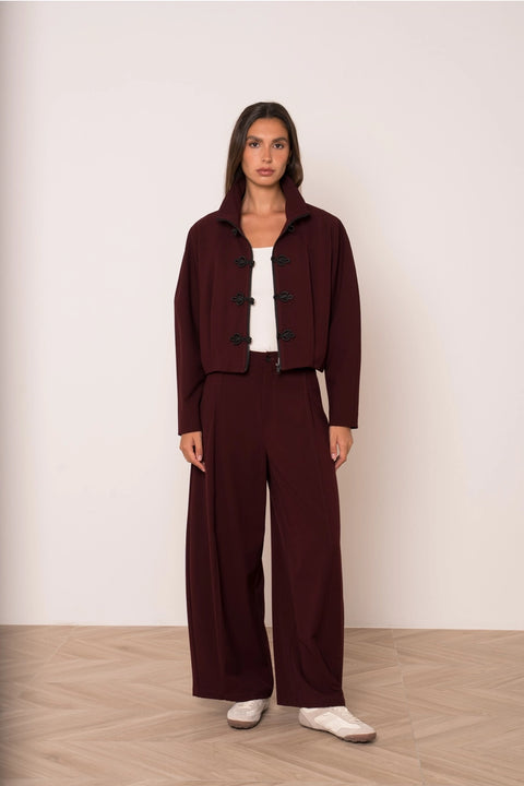 Nikki Short Jacket with A Mao Collar and Frog Fastenings