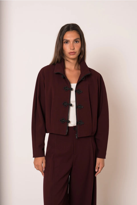 Nikki Short Jacket with A Mao Collar and Frog Fastenings