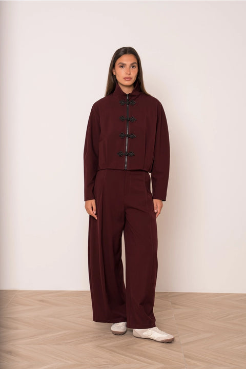 Nikki Short Jacket with A Mao Collar and Frog Fastenings