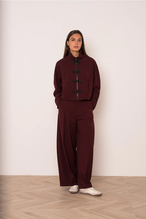 Nikki Short Jacket with A Mao Collar and Frog Fastenings