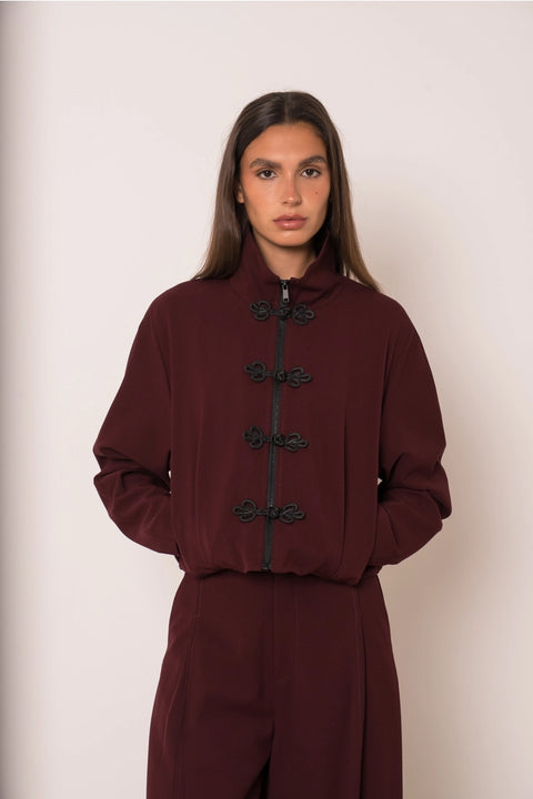 Nikki Short Jacket with A Mao Collar and Frog Fastenings