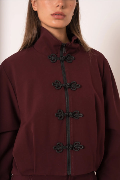 Nikki Short Jacket with A Mao Collar and Frog Fastenings