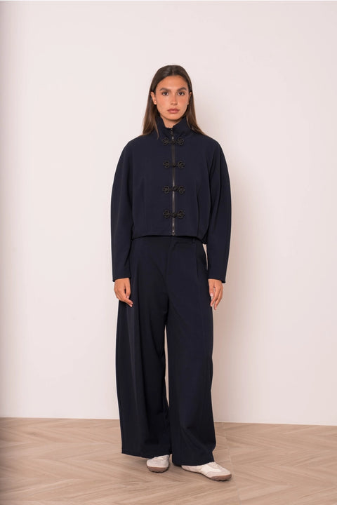 Nikki Short Jacket with A Mao Collar and Frog Fastenings