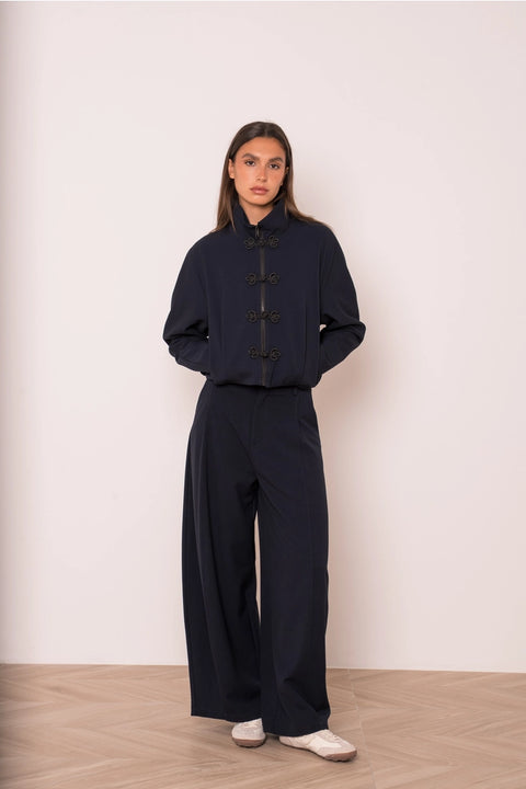Nikki Short Jacket with A Mao Collar and Frog Fastenings