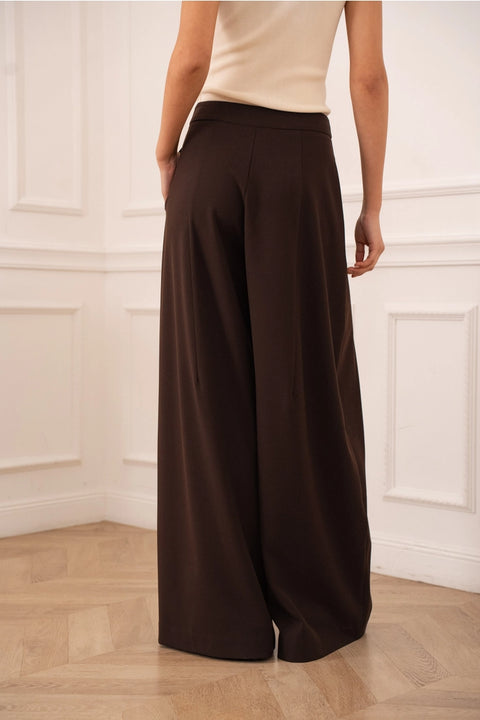 Nikki Wide-Leg High-Waist Trousers with Front Pleats