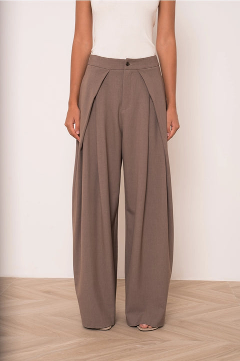 Nikki Wide-Leg High-Waist Trousers with Front Pleats