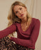 Nimia Feather Rib Puff Shoulder Top