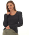 Nimia Feather Rib Puff Shoulder Top