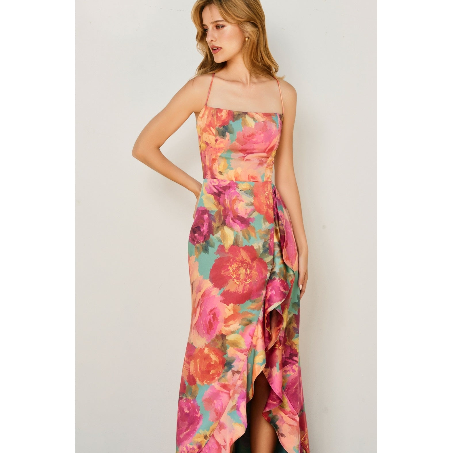 No One Else Open Back Ruffled Maxi Dress