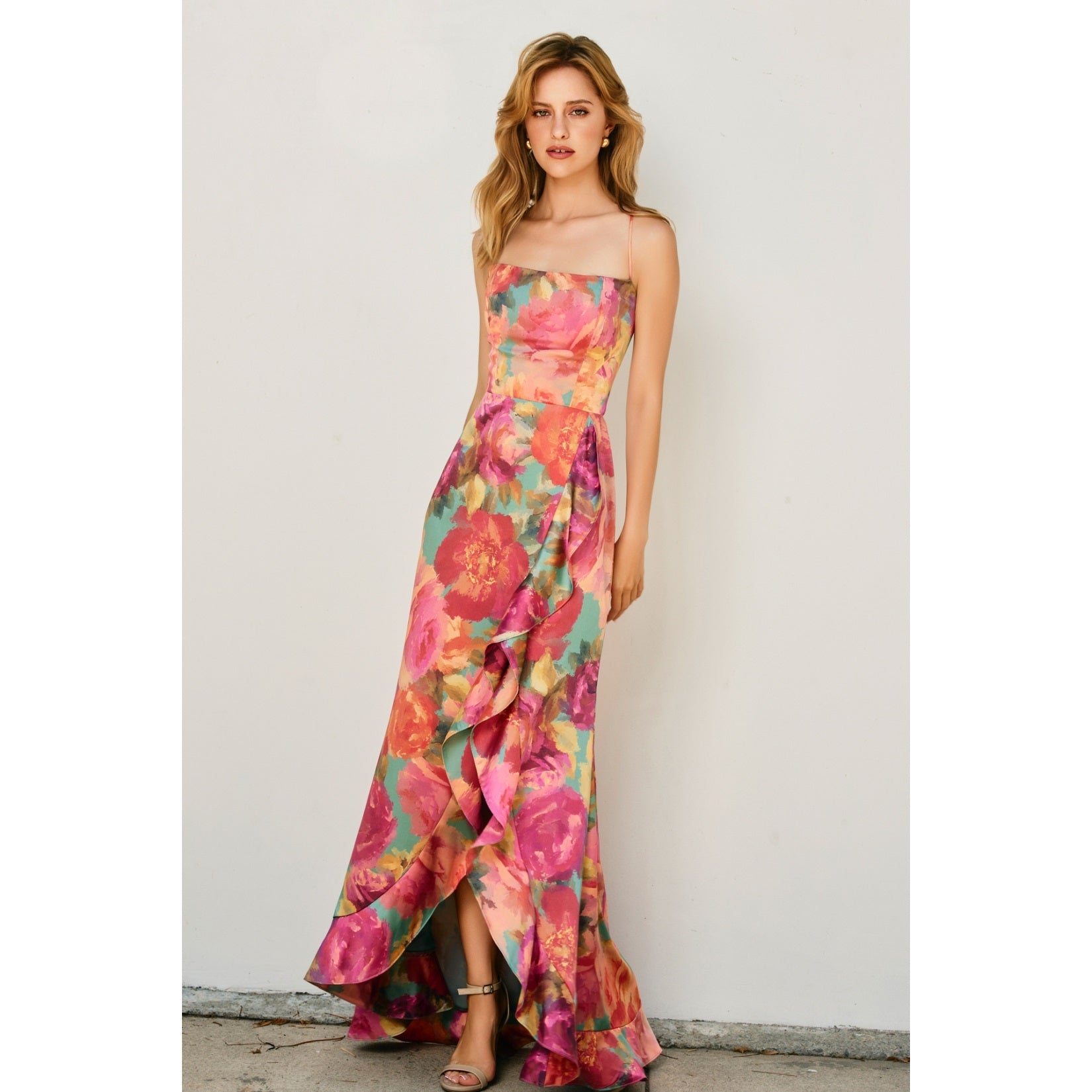 No One Else Open Back Ruffled Maxi Dress