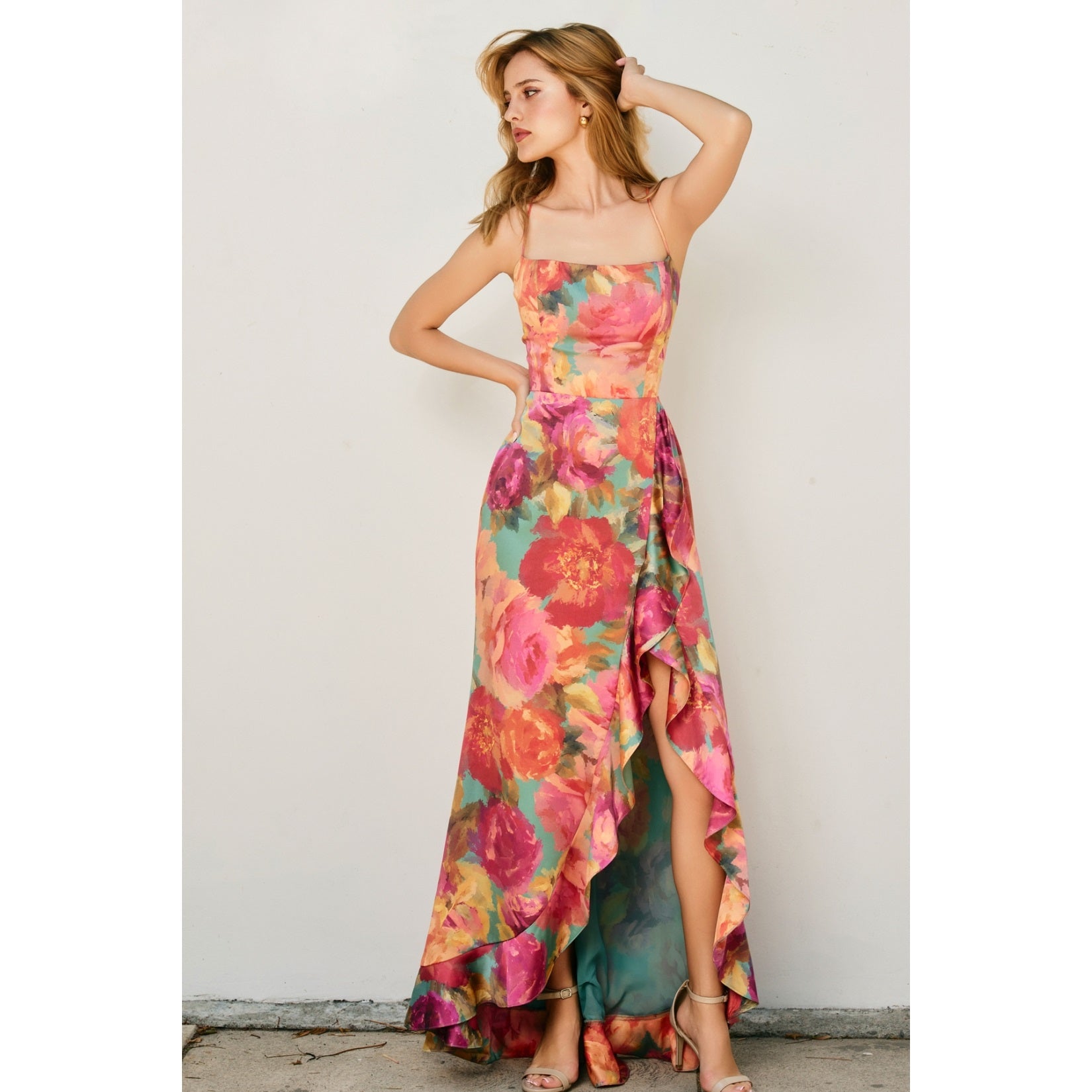 No One Else Open Back Ruffled Maxi Dress