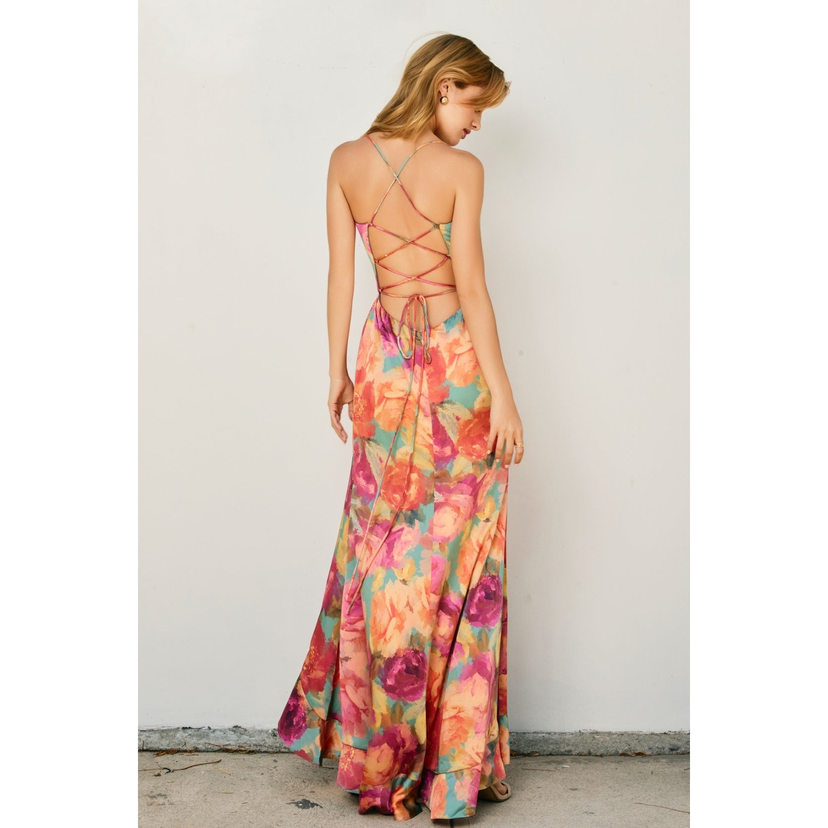 No One Else Open Back Ruffled Maxi Dress