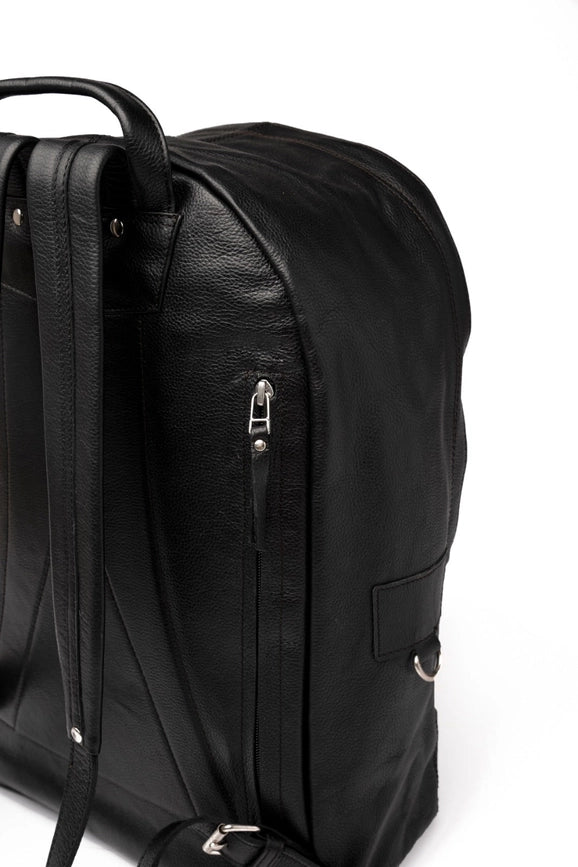 Nomad Leather Backpack Black-Backpack-Belle & Bloom-12 x 6 x 18 in (30.5 x 15.2 x 45.7 cm)-Urbanheer