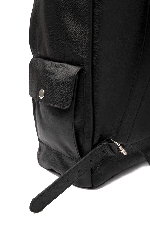 Nomad Leather Backpack Black-Backpack-Belle & Bloom-12 x 6 x 18 in (30.5 x 15.2 x 45.7 cm)-Urbanheer