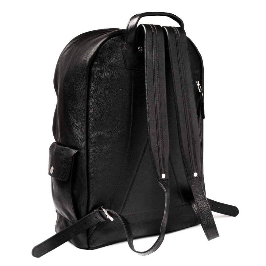 Nomad Leather Backpack Black-Backpack-Belle & Bloom-12 x 6 x 18 in (30.5 x 15.2 x 45.7 cm)-Urbanheer